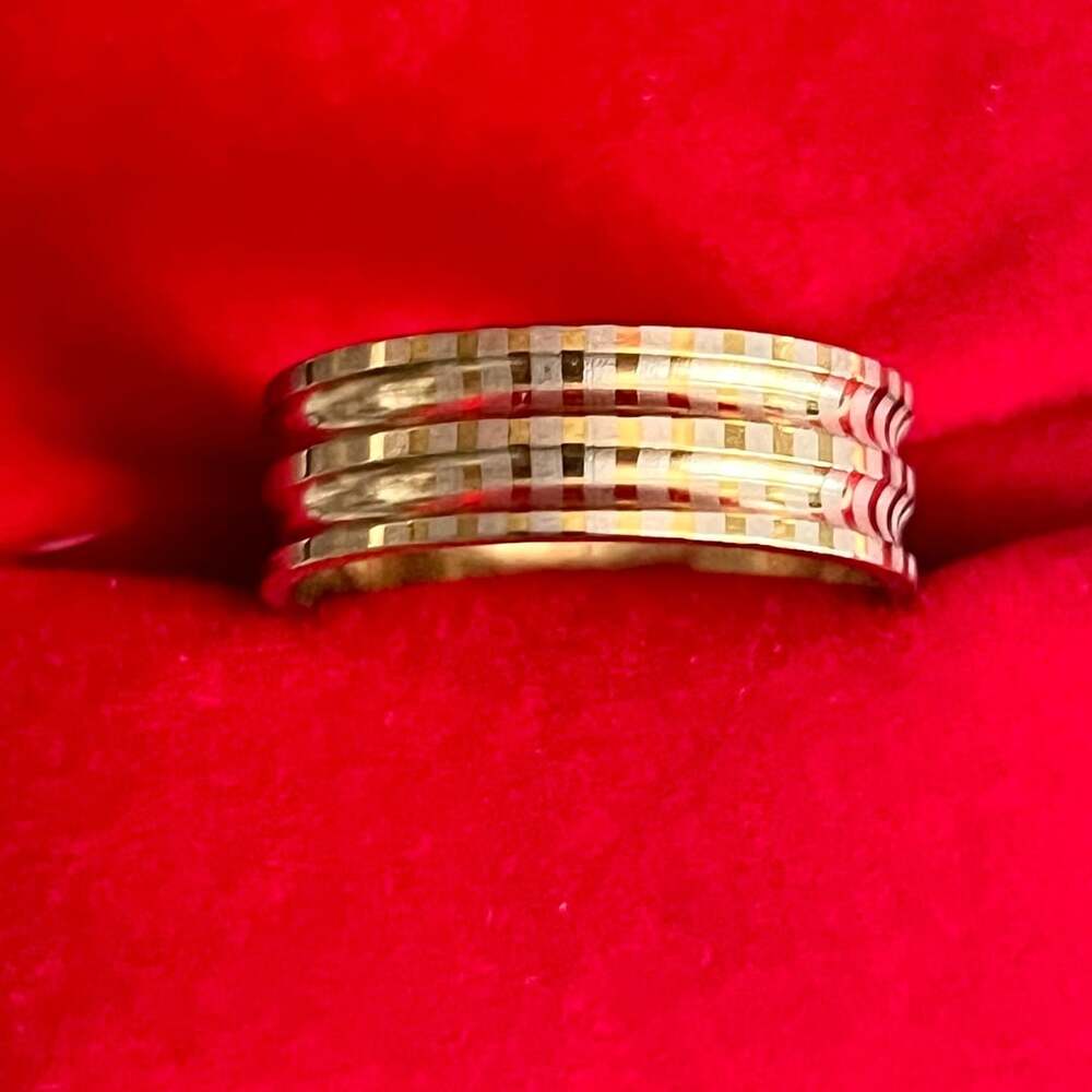 Vintage Multi-Tone Gold Diamond Cut Wedding 6mm Band Ring Size 11